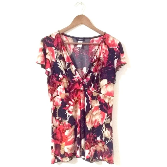 Perseption Tops - **Perseption Women Red Floral Shirt